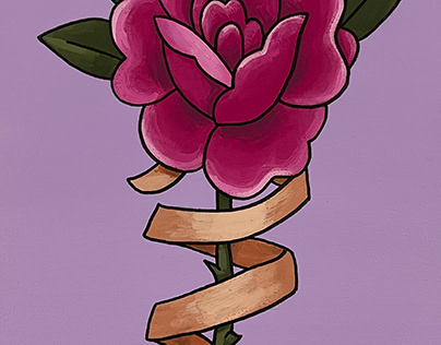 Pink Rose with Banner