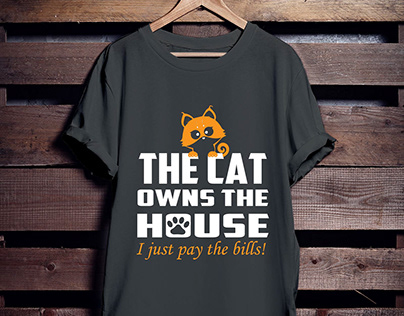 t-shirt design black graphic design The Cat Owns The ..