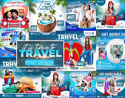 Travel agency social media post design summer beach