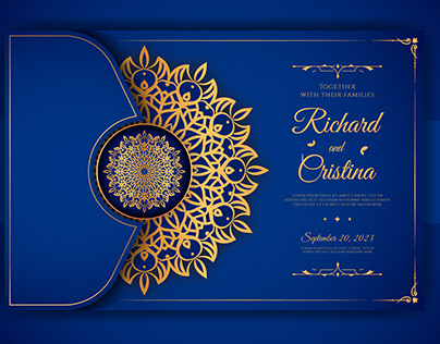 Luxury mandala wedding card with Islamic background