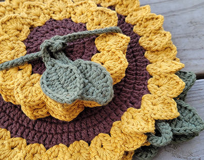 Sunflower Crochet Coasters & Pot Holders