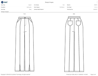 Pants 1st & 2nd Fitting Tech Packs and Specs