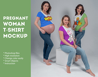 Pregnant Woman T-Shirt Mockup