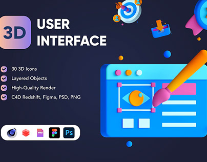 30 3D User Interface Icons