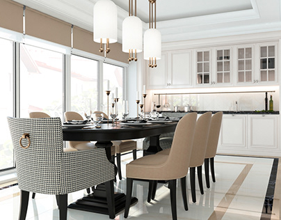 Dining room in modern classics