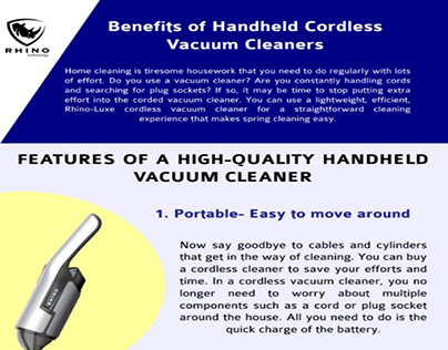 Benefits of Handheld Cordless Vacuum Cleaners