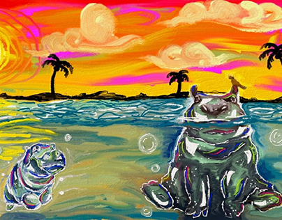 bubble hippos illustration