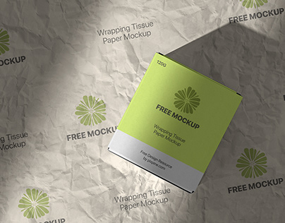 Free Wrapping Tissue Paper with Box Mockup