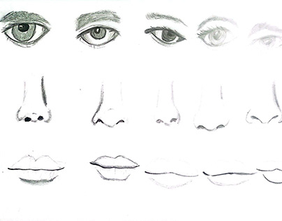 Ilustraciones de ojos, nariz y bocas