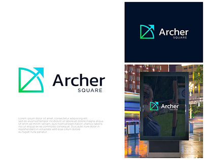 Archer Square | Bow Arrow Simple Logo