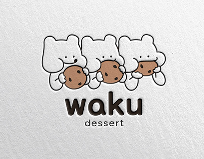 waku dessert cafe logo design