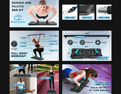 Pushup & Pilates Bar Kit Amazon Listing & A+ Images