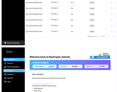 Crypto Payments Dashboard