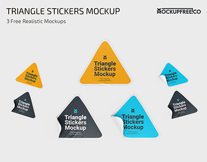 Free Triangle Stickers Mockup Set