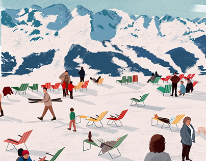 Ski resort illustration