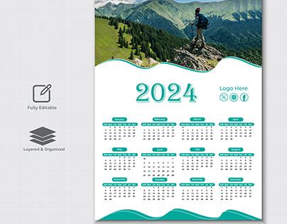 Creative modern 2024 new year calendar design