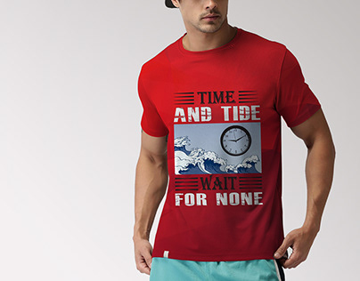 Time and tide wait for none t-shirt design.