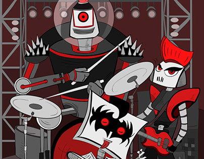 Illustration robots and music