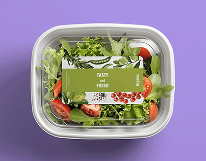 Free salad package label mockup