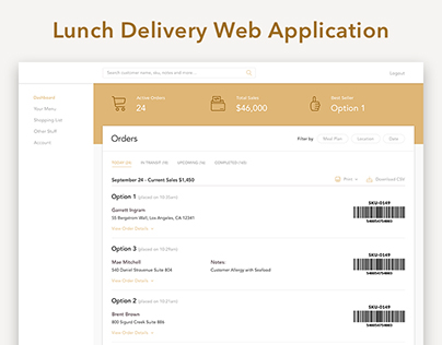Lunch Delivery Web Application (Owner Side)