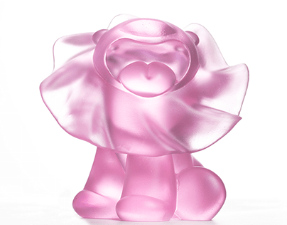Lion Roar pink Crystal Sculpture