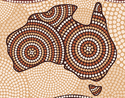 Map of Australia. Aboriginal abstract style.