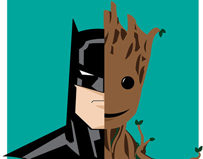 Batman vs Groot Poster