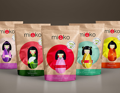 Kokeshi doll -  candies package design