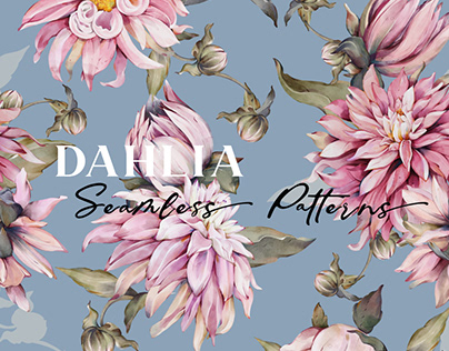 Dahlia Floral Seamless Patterns & Elements