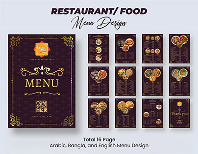 16-Page Arabic, Bangla, and English Menu Design for BBR