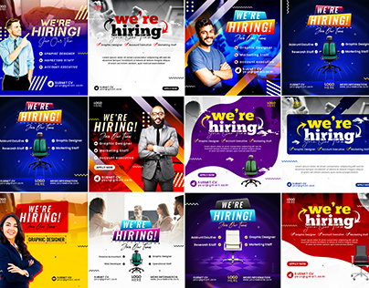 Hiring job vacancy square banner or social media post
