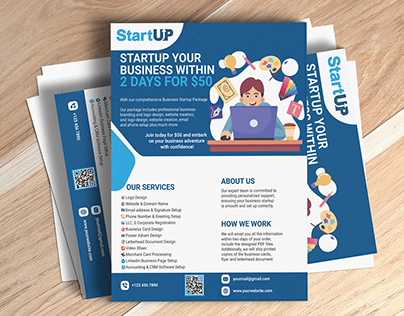 Flyer design for StartUP company with 3D icon