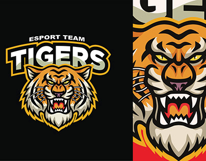 Tiger Head Logo Roaring Esport Sports Mascot Design