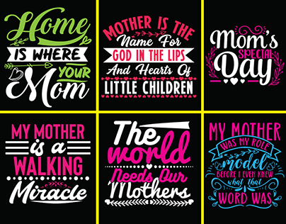 Mothers Day Typography T-Shirt Design Bundle