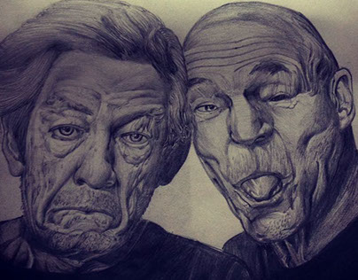 Ian McKellen & Patrick Stewart illustration portrait