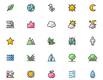 Filled Lineo Environment Icon set