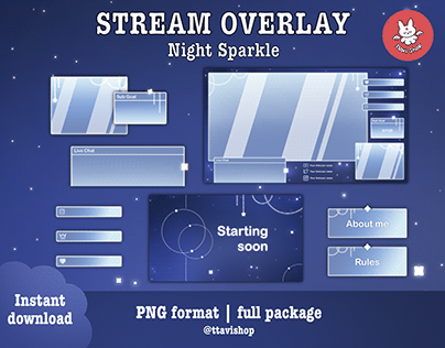 Night Sparkle – Stream Overlay Package | Dark Blue