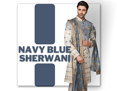Navy Blue Sherwani