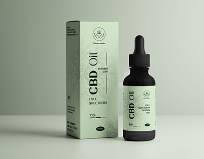 Pharma-Herbs CBD oil bottle label & box design
