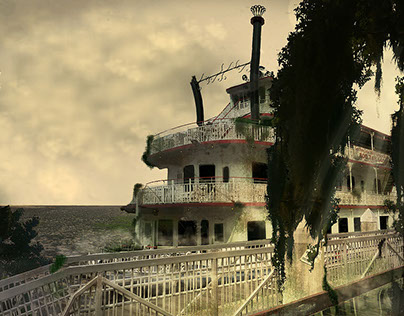 Abandoned River Boat Matte Painting