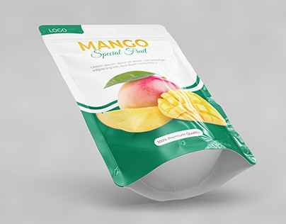 Pouch packaging design of mango editable layout