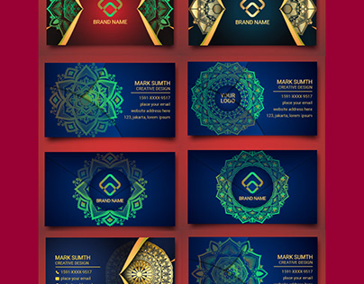 Luxury business card template with mandala design