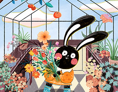 Rabbit meets flower nursery