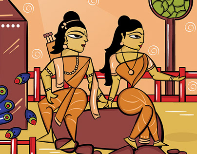 A tale from Ramayana in Bengal Pattachitra