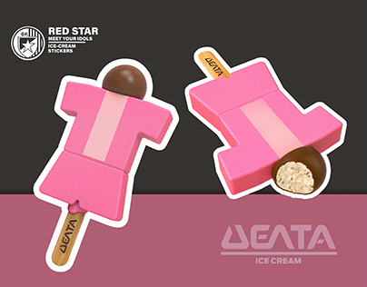 Red Star - Strawberry - Ice-Cream - Stickers
