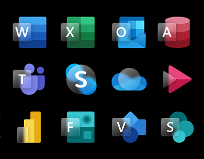 Glassy and Vector Microsoft 365 Icon Set