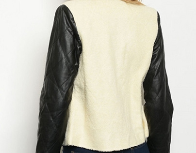 Wool Leather Jacket With Leather Sleeves