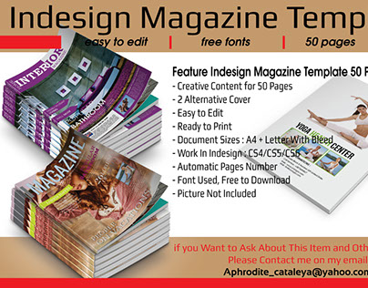 Indesign Magazine Template 50 Pages