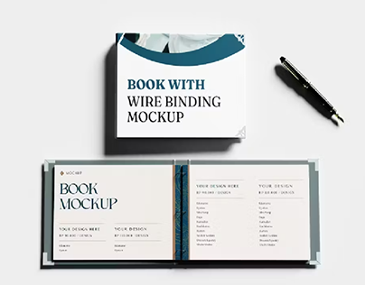 Book With Wire Binding Mockup