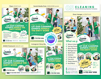Cleaning Services Canva Template Bundle
